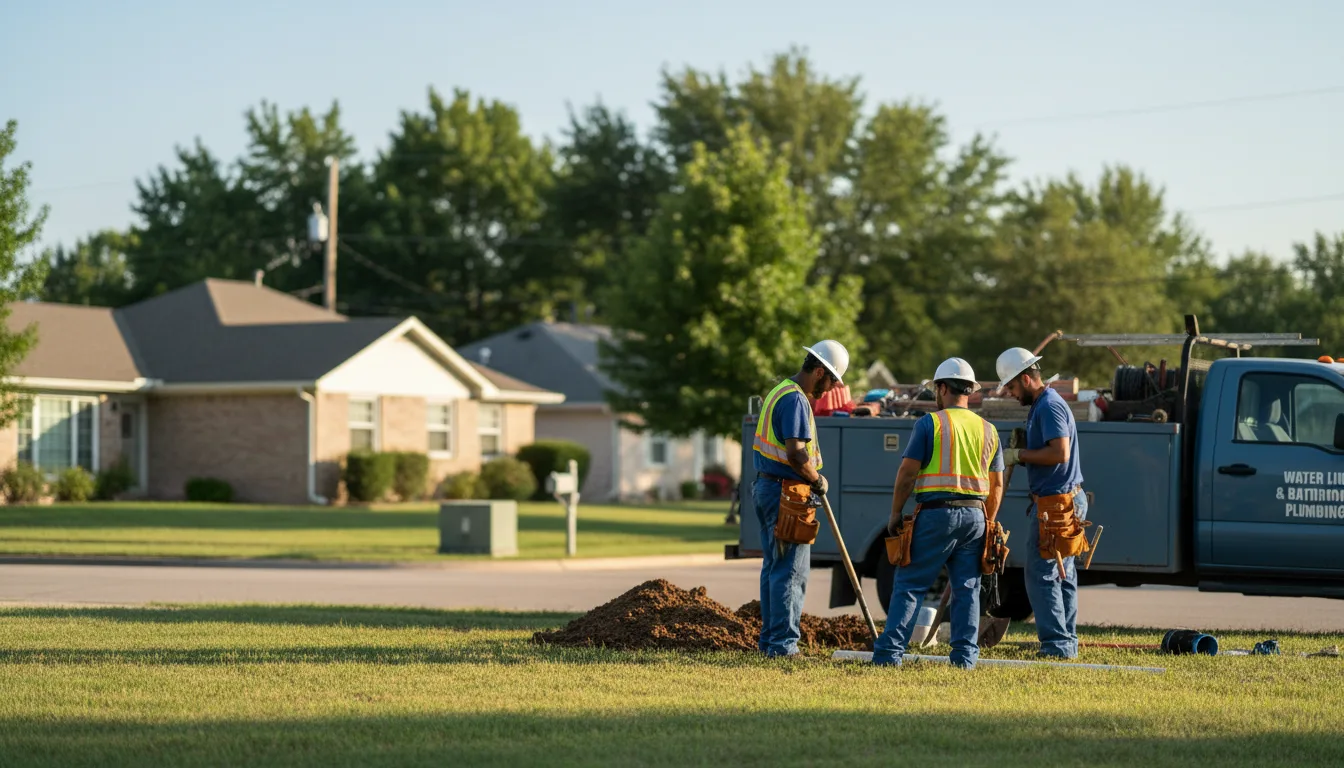 Residential water line and bathroom plumbing service in Albany, OK